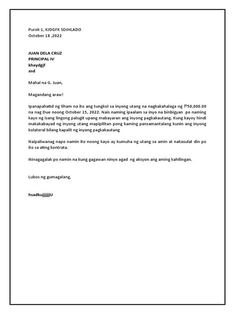 sulat para sa financial assistance